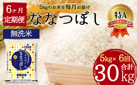 北海道 定期便 6ヵ月連続6回 令和5年産 ななつぼし 無洗米 5kg×1袋 特A 米 白米 ご飯 お米 ごはん 国産 ブランド米 時短 便利 常温 お取り寄せ 産地直送 送料無料 