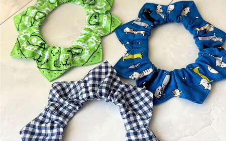 ねこ雑貨セット ねこ用首輪（シュシュタイプ）＆ねこのおもちゃ（魚型けりけり） 猫 保護猫 猫グッズ おもちゃ 保護猫支援 ネコ 大阪府高槻市/WithCat[AOEI001]