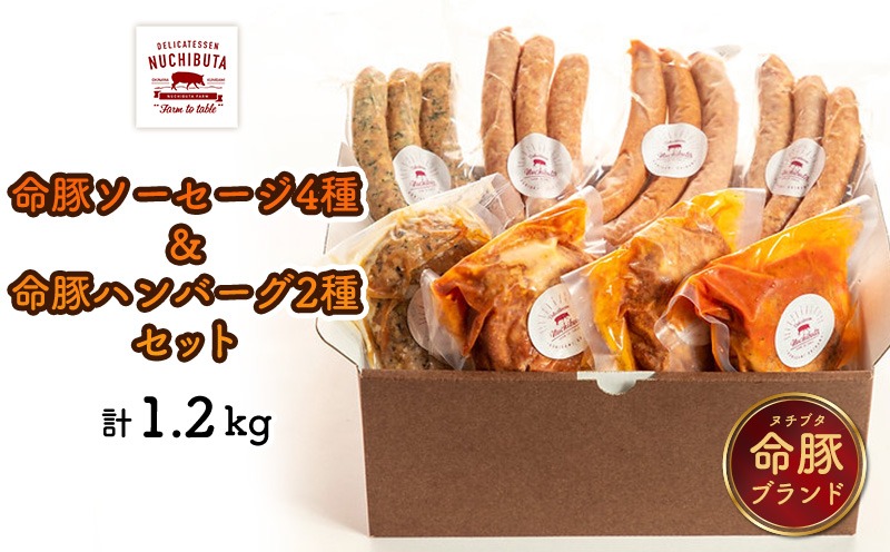 命豚ソーセージ4種＆命豚ハンバーグ2種セット　計1.2kg NUCHIBUTA 豚肉 加工品 ソーセージ ハンバーグ 詰め合わせ バラエティ おつまみ おかず 肉 猪豚 グルメ 手作り アウトドア バーベキュー キャンプ飯 冷凍 国産 沖縄県産 沖縄市