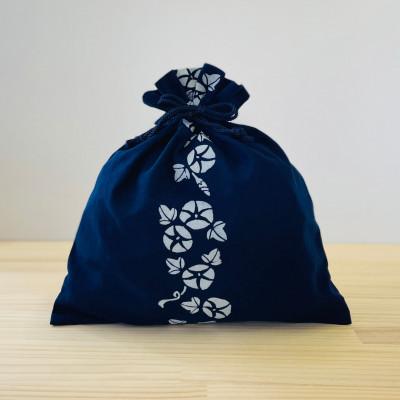 ふるさと納税 竹田市 藍と型染の巾着【朝顔】