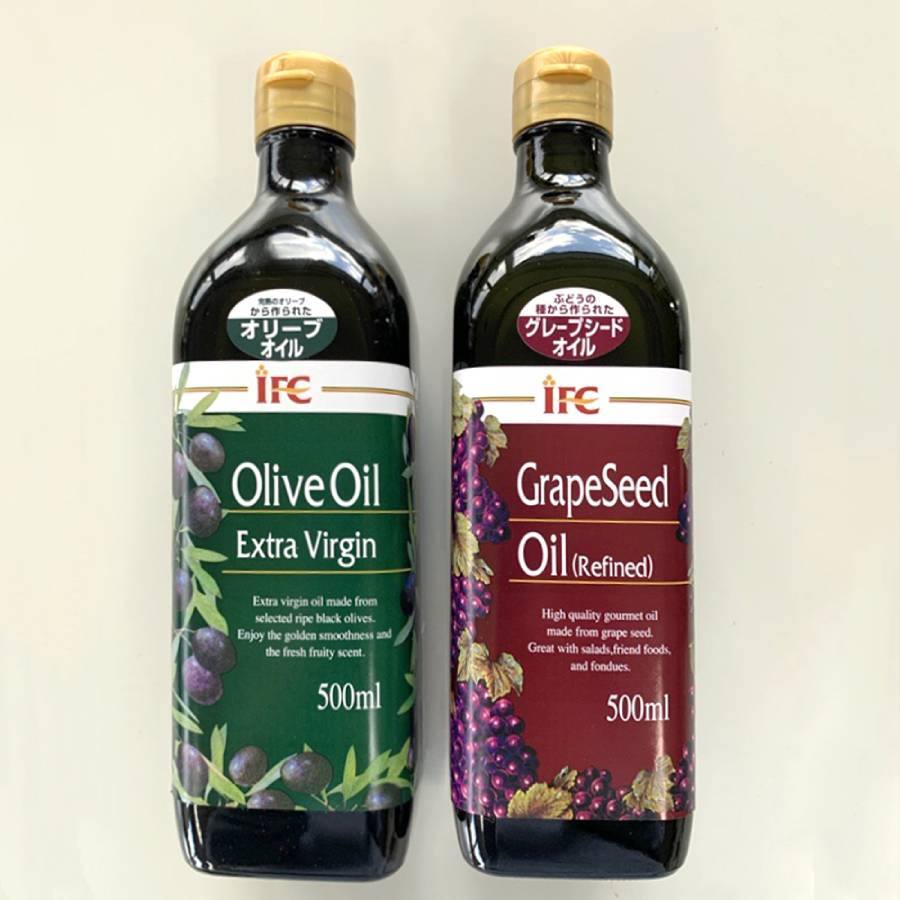 ＜イシダフーズ＞エキストラバージン「オリーブオイル」＆「グレープシードオイル」各500ml（計1000ml）