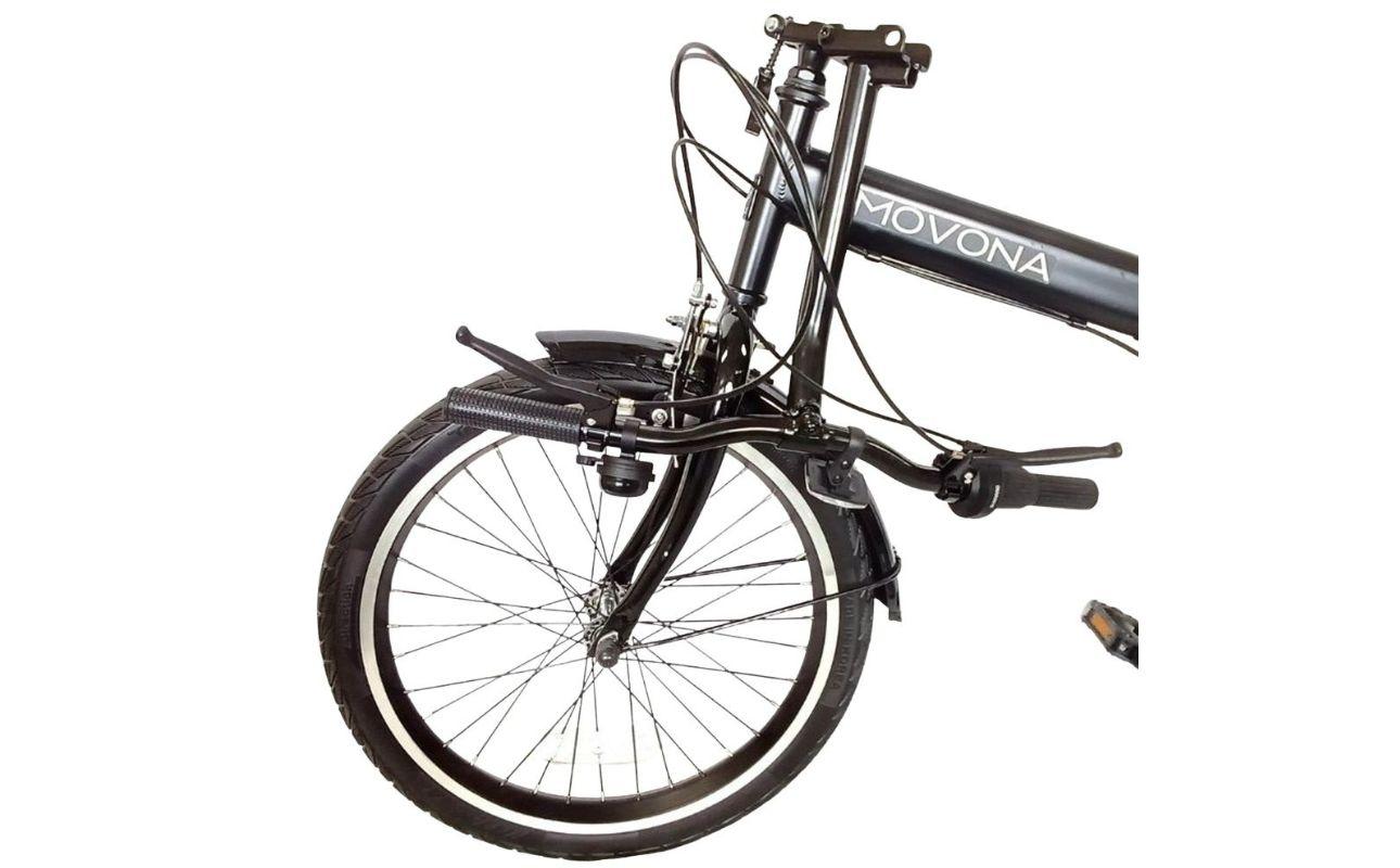 ノーパンク 折りたたみ自転車 MOVONA 20インチ ワイドタイヤ Black（ブラック） SHIMANO6段変速 空気入れ不要 通勤 通学｜武田産業 フォールディングバイク 人気返礼品 三重県 四