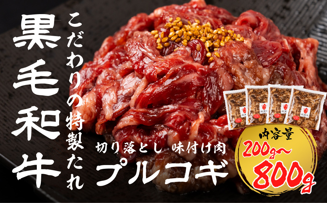 
            《簡易包装》黒毛和牛 切り落とし 味付け肉 プルコギ 200g～800g 選べる 内容量 和牛 うまい赤身にこだわった 牛飼いの和牛肉 飛米牛 ひめぎゅう 赤身肉 味付け 飛騨市 7000円 10000円 20000円 7千円 1万円 2万円
          