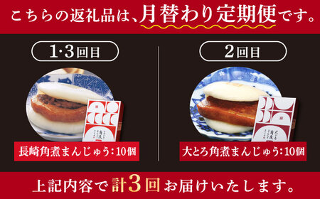 【全3回定期便】 月替り！ 角煮まんじゅう 2種 お楽しみセット （角煮まんじゅう10個・大とろ角煮まんじゅう10個）≪小値賀町≫ 【岩崎本舗】[DBG063]