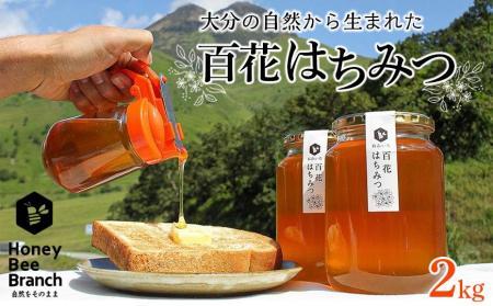 由布市産 「おおいた百花はちみつ」2kg（１kg入瓶×2本）
