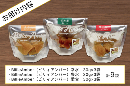 セミドライフルーツ　BillieAmber（ビリィアンバー）3種×各3袋 【211_0003】