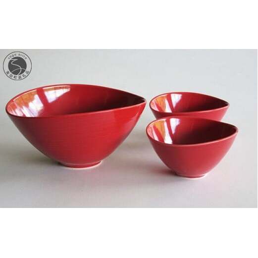 ARITA PORCELAIN LAB (アリタポーセリンラボ) 赤釉 なぶり鉢セット 有田焼 サラダボウル スープボウル モダン A55-164