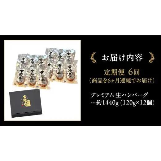 【6ケ月定期便】 常陸牛 100% プレミアム 生ハンバーグ 合計8640g（ 120g × 12個 × 6回 ） 【茨城県共通返礼品】