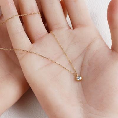 ふるさと納税 大津市 K18 金【0.2ct ラボダイヤモンドネックレス】ミルグレイン 輝き続ける美しさ 一粒ペンダント |  | 02