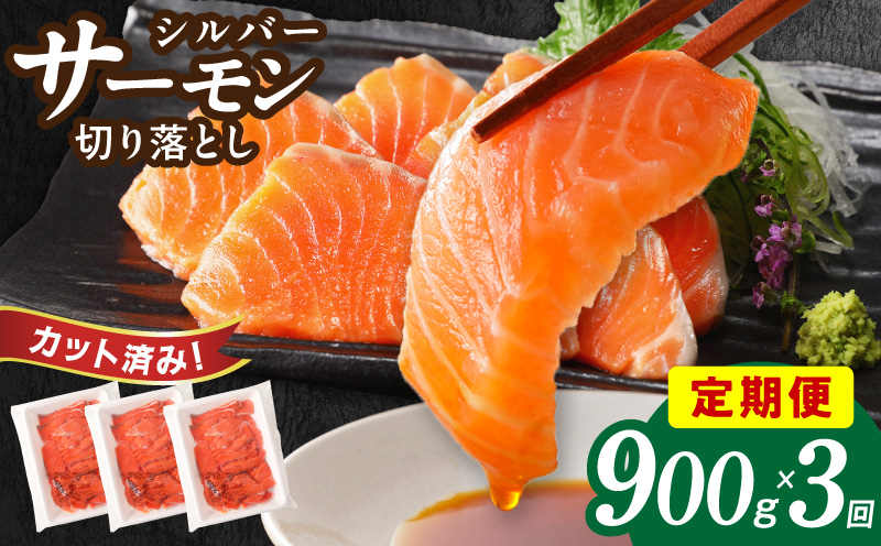 サーモン 切り落とし 定期便 900g×全3回【毎月配送 便利な小分け 300g×3P 訳あり サイズ不揃い 小分け 海鮮丼 人気 オススメ 小分け 冷凍 簡単調理 一人暮らし 東洋冷蔵 大阪 泉佐野 大阪府 泉佐野市】