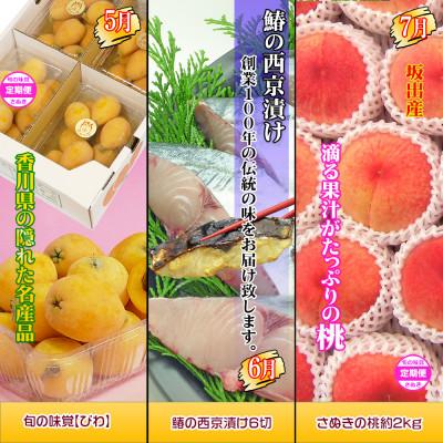 ふるさと納税 坂出市 【発送月固定定期便】創業100年坂出産のフルーツとさぬきの特産品の定期便【Bコース9回】全9回 |  | 02