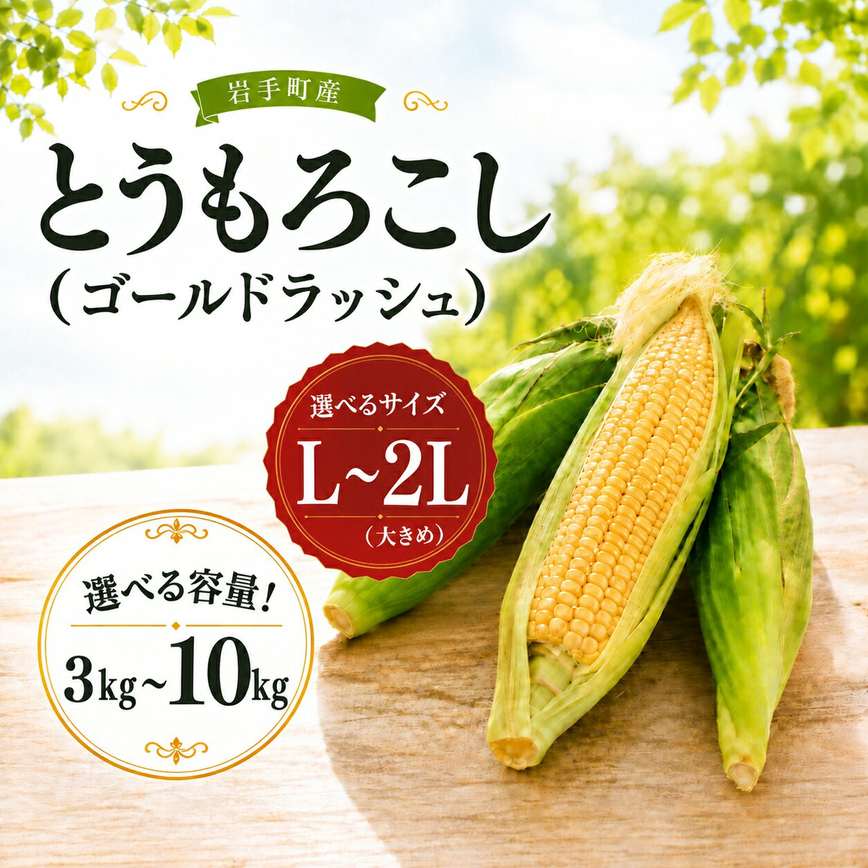 【ふるさと納税】【先行予約】とうもろこし ゴールドラッシュ 選べる L 2L 約3kg 約5kg 約10kg 2027年7月発送 岩手県産 岩手町産 スイートコーン トウモロコシ とうきび コーン 糖度 訳あり 夏野菜 産地直送 冷蔵 朝採れ
