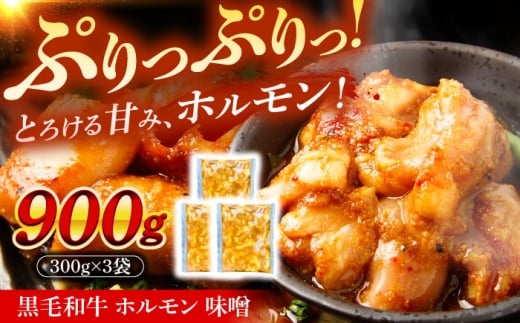 岐阜県産 黒毛和牛ホルモン 味噌 900g （300g×3袋） 瑞浪市 / マルチョウ渡辺精肉店 和牛ホルモン 焼肉 炒め 国産 [AZCW054]