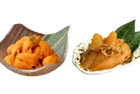 無添加塩水ウニパック(100g)・数の子松前漬(350g)セット ミョウバン不使用 天然うに ウニ 雲丹 うに丼 軍艦巻き 北海道 函館 はこだて ふるさと_HD069-009