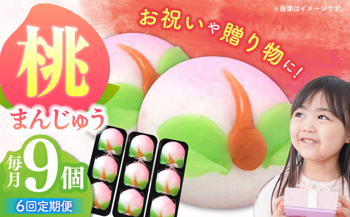 
                  【6回定期便】【長崎縁起菓子】桃まんじゅう9個入 / 桃まんじゅう まんじゅう お祝い こしあん / 諫早市 / 株式会社梅月堂 [AHBN029]
                