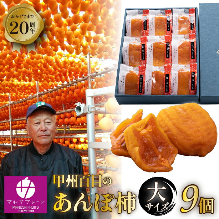 【ふるさと納税】【2026年発送★先行予約】甲州百目のあんぽ柿　大サイズ 　9個入り ふるさと納税 柿 あんぽ柿 かき 果物 フルーツ 贈り物 ギフト プレゼント お歳暮 柿 スイーツ 和菓子 お菓子 山梨県 笛吹市 送料無料 088-005 ※沖縄県・離島への発送不可となります。