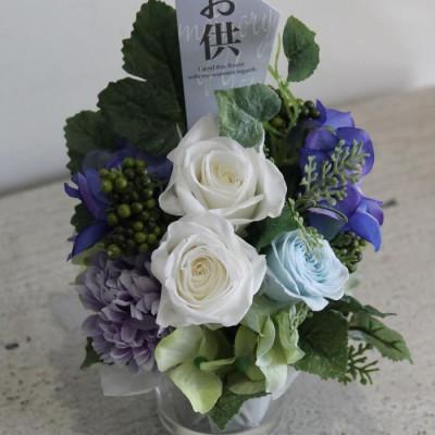 ふるさと納税 水戸市 プリザーブドフラワー 仏花  御供　プリザーブド mmホワイト【ケース付き】
