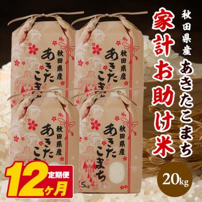 ふるさと納税 八郎潟町 【毎月定期便】あきたこまち 家計お助け米 20kg(5kg×4袋)【白米】 秋田県産全12回