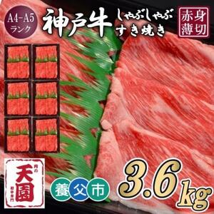 【毎月定期便】【ふるさと納税】神戸牛 赤身 モモ しゃぶしゃぶすき焼き600g×全6回【配送不可地域：離島】【4083892】