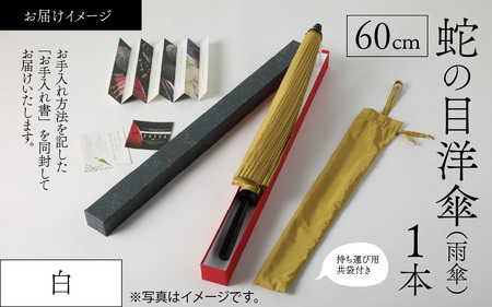 【白】蛇の目洋傘　雨傘(親骨60㎝) [N-035008_01]