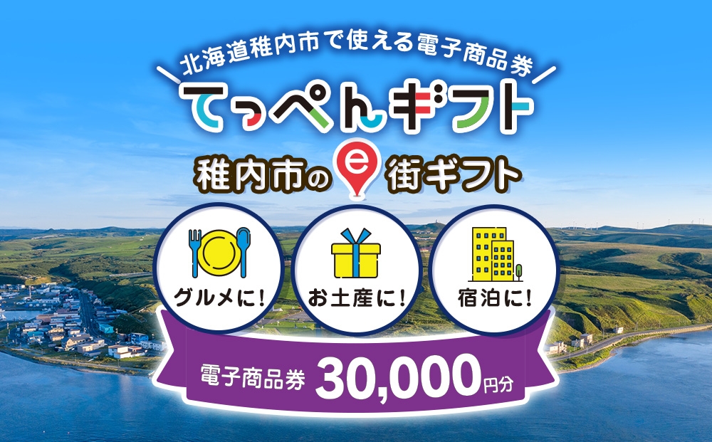
             【ふるさと納税】稚内市e街ギフト 30,000円分
          