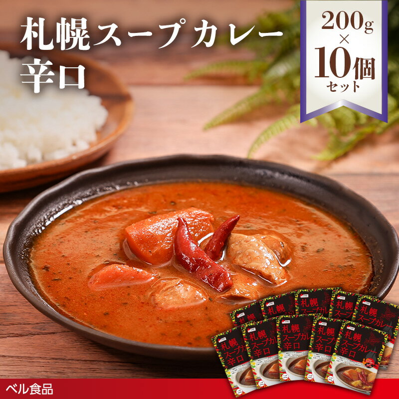 【ふるさと納税】札幌スープカレー 辛口 200g×10個セット ( ふるさと納税 レトルト カレー ベル食品 北海道 遠軽町 ) en01-00218