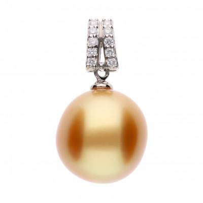 ふるさと納税 神戸市 【星月夜】ゴールデンパール(南洋真珠) ダイヤモンド PT900 プラチナ ペンダントトップ