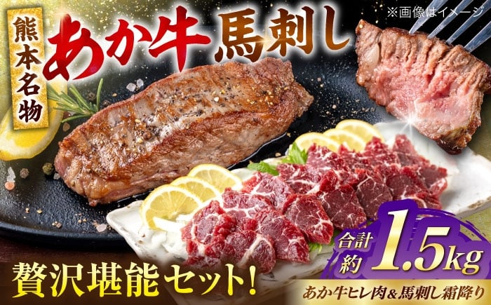 
            熊本の贅沢 あか牛 ヒレ肉 約900g 霜降り 馬刺し 約600g（計約1.5kg） 赤牛 和牛 牛肉 馬肉 牛 馬 肉 霜降り ヒレ フィレ肉 ヘルシー 冷凍 熊本県【合同会社 たべたせいか】 [AYCB074]
          