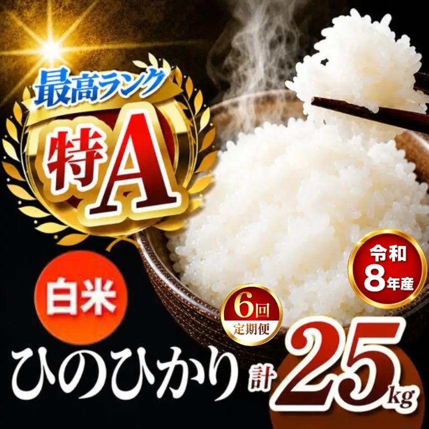 【 定期便 6回 】R8年産 熊本県産 白米 ひのひかり 25kg