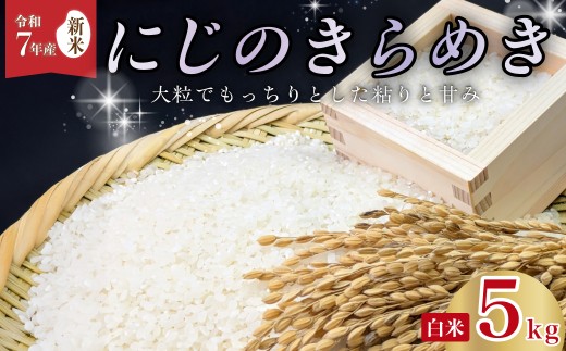 【令和7年産 新米 】にじのきらめき 精米 5kg | 米 白米 新米 お米 ご飯 にじのきらめき 森 ミネラル 水 山田川 安全 安心 美味しい 米 人気 自然栽培 つやつや 茨城県 常陸太田市