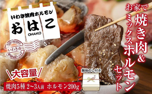 
ギフト用【無地熨斗】【味付き焼肉セット】＆【新鮮ホルモン】食べ比べセット！容量800g入り！
