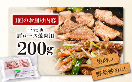 【全6回定期便】三元豚 肩ロース 焼肉用 200g《喜茂別町》【平田牧場】 肉 豚肉 ロース 焼肉 スライス 冷凍配送 定期便[AJAP145]