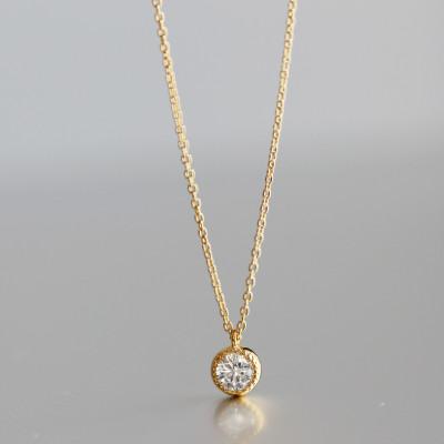 ふるさと納税 大津市 K18 金【0.2ct ラボダイヤモンドネックレス】ミルグレイン 輝き続ける美しさ 一粒ペンダント |  | 03