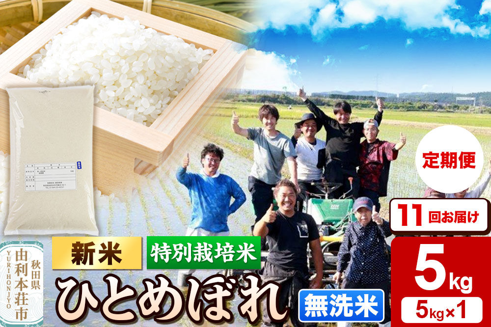 ＜令和8年産 新米＞《定期便11ヶ月》【無洗米】特別栽培米 ひとめぼれ 5kg 秋田県産 [ひとめぼれ 新米 米 お米 無洗米 特別栽培米 ブランド米 食卓 おにぎり 秋田県産 秋田]
