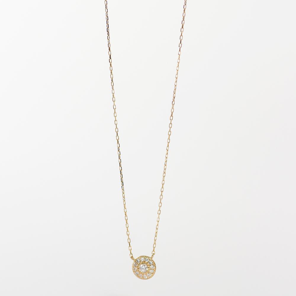 【ふるさと納税】【K18イエローゴールド ラボダイヤモンドネックレス】0.093ct 豪華なメレの輝きが美しい サークルデザイン 長さ40cm　K18-N003