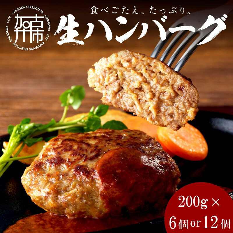 【ふるさと納税】【レビューキャンペーン】【食べ応えたっぷり！】 自家製生ハンバーグ200g 6個 12個 《 惣菜 ハンバーグ 肉 小分け 簡単調理 冷凍 焼くだけ 加古川市 グルメ 自家製 牛ミンチ おすすめ プレゼント お取り寄せ 選べる 》