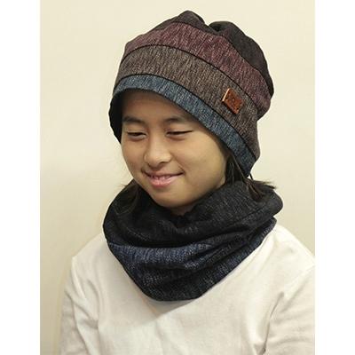 ふるさと納税 大刀洗町 「ルチューブ(R)」ネックウォーマー / キャップ　表裏赤と青系ストライプ　リバーシブル |  | 01