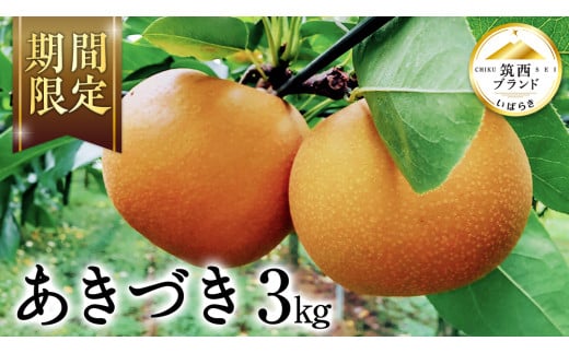 【 JA 北つくば 】 筑西ブランド 認証品 あきづき ( 梨 ) 3kg 2025年産 先行予約 梨 果物 フルーツ なし ナシ 和梨 秋月 秋月梨 あきづき梨 くだもの デザート 茨城 [AE055ci]