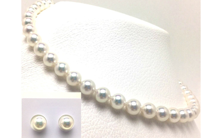 老舗の真珠専門店・無調色花珠鑑別書付きアコヤ真珠 ネックレス ・ ピアス セット8.0～8.5ミリ / 伊勢志摩 志摩 三重県 真珠 パール あこや アクセサリーネックレス イヤリング ピアス セット