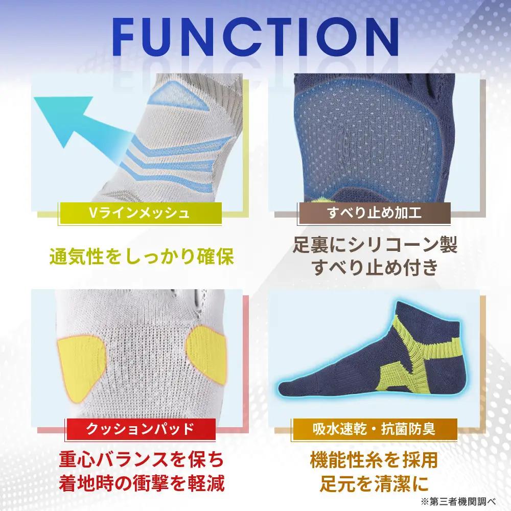 【ファイテン】足王(ソッキング)丸つま先タイプ メンズ ブラック/グレー＜25～27cm＞｜京都 人気ブランド ソックス
