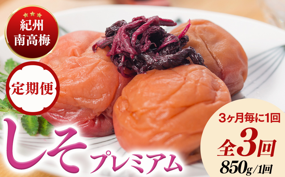 【定期便/3か月ごと/全3回】紀州南高梅しそプレミアム塩分約6％（850g）
