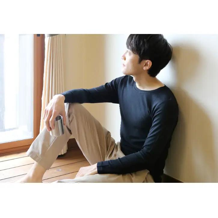 《絹生活研究所》インナー／メンズ／長袖／ブラック インナーウェア 下着 肌着 ファッション 服 男性  Mサイズ