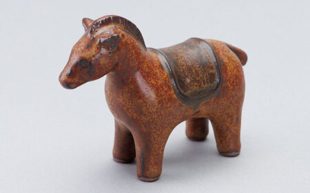 【瀬戸焼】オブジェ　木馬　赤茶（D9）/ オブジェ インテリア 木馬[BBAJ027]