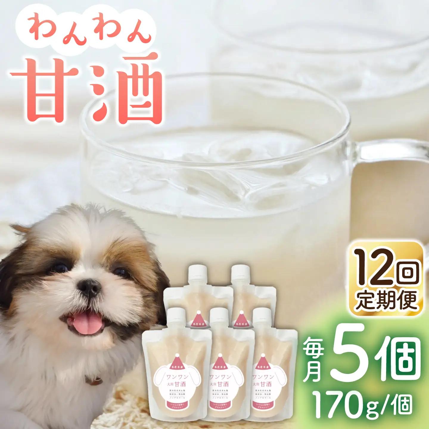 【12回定期便】ワンワン 甘酒 犬 用  （濃縮タイプ） 便利な スタンドパック入り 170g×5【有限会社 木屋食品工業】[ZAD039]