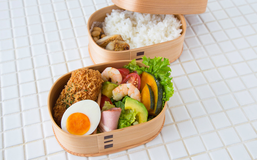 曲げわっぱ ほのか弁当 2段　305P6002【工房るわっぱ】