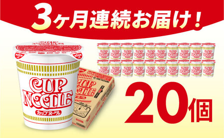 定期便　日清カップヌードル（1ケース20食入）3ヶ月連続お届け カップラーメン カップ麺 お昼ごはん おやつ 軽食 夜食 キャンプ飯 備蓄 ローリングストック