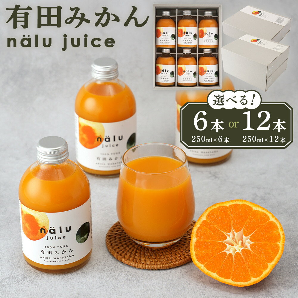 【ふるさと納税】【選べる本数】nalu juice 有田みかん 250ml × 6本 or 12本 セット 鳴川農園 | みかん 蜜柑 フルーツ 果物 ジュース 果汁飲料 飲み物 人気 おすすめ 送料無料