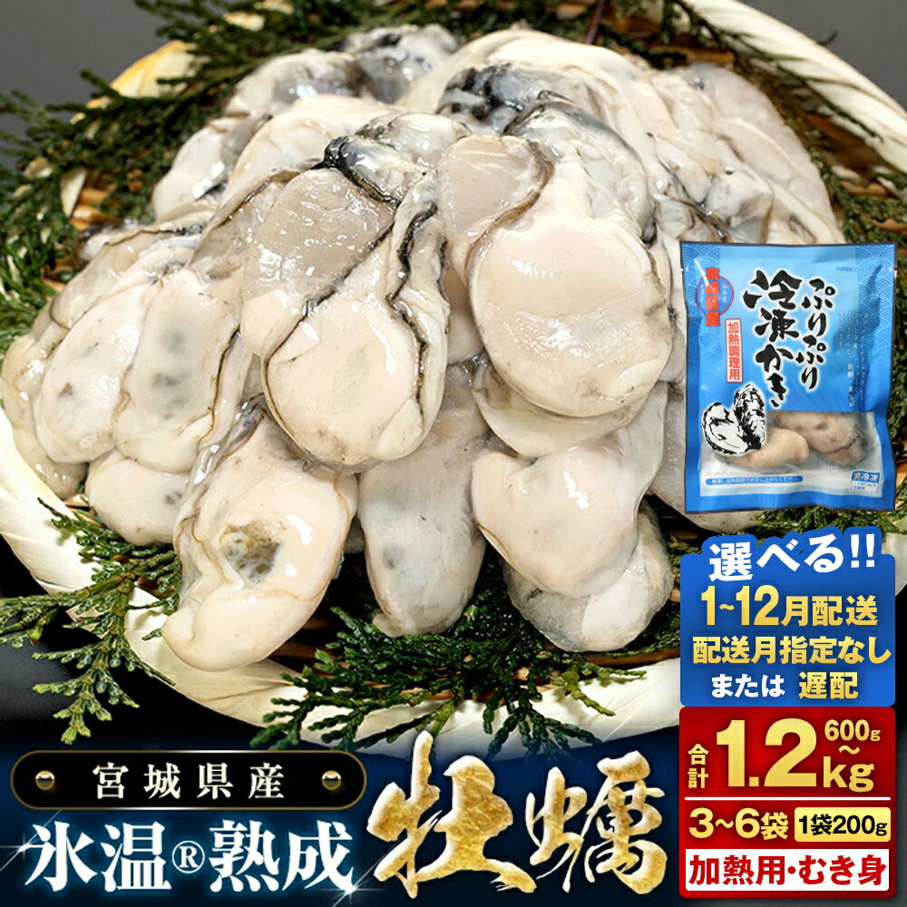 【ふるさと納税】《内容量・配送月が選べる》【加熱用】氷温熟成かき 3袋 6袋（ 1袋 200g ） むき身 600g 1.2kg 小分け むき カキ 冷凍かき 加熱用 加熱 宮城 小分け 冷凍 バラバラ冷凍 冷凍カキ かき 牡蠣 海鮮 魚介 貝類 海の幸 BBQ 家庭用 まるたか水産 宮城県 石巻市