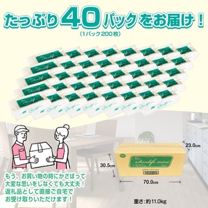 ペーパータオル ニューサンライフミニ エコノミーサイズ 200枚×40パック 厚み十分 ハンドタオル 再生紙100％ SDGs 生活用品 消耗品 新興加工 静岡県 富士市 日用品 [sf002-179