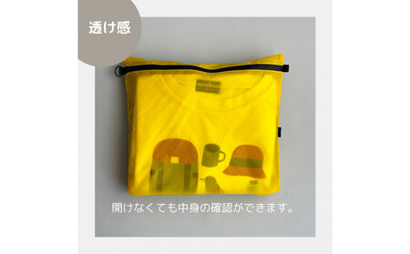 【黄色】B5が入る軽いナイロンフラットポーチ　旅行用　着替え　大容量　横長　バッグインポーチ